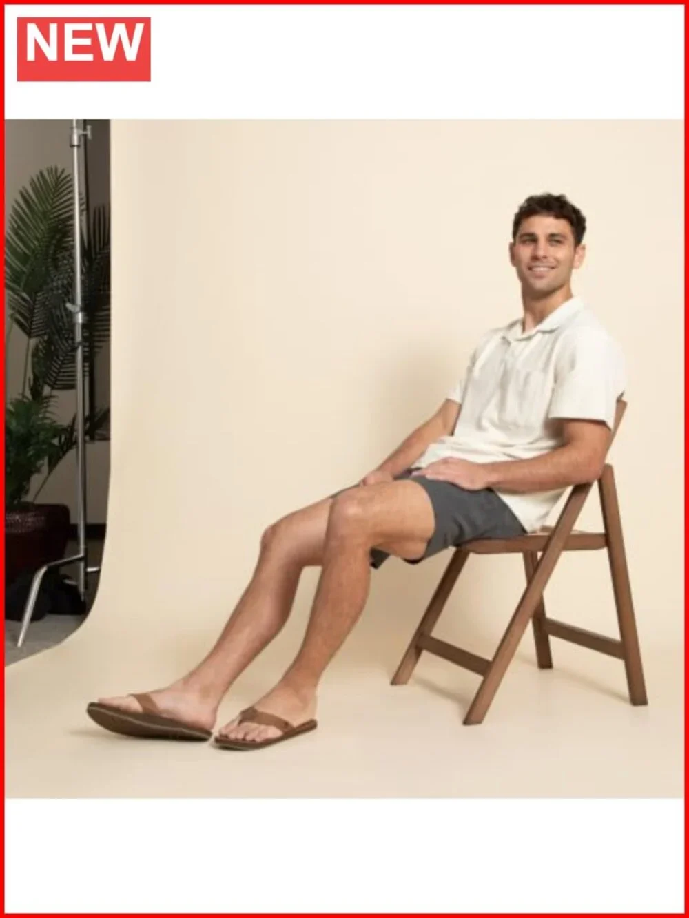 Leather Flip Flops with Recycled PET Lining, Non-Marking Rubber Sole